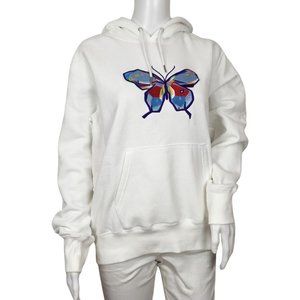 YJGLAM Women Hoody Butterfly Desing Sleeve Long White Color Sz S